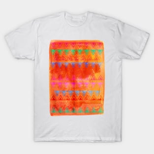 Abstract Bunting Watercolor Painting in Hot Pink, Orange, Mint & Blue T-Shirt